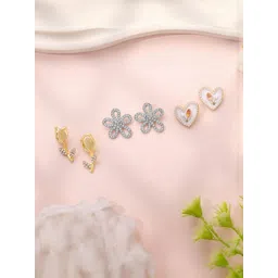 Estailo fashion Set Of 3 Gold-Plated Spiked Studs-picture-19