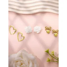 Estailo fashion Set Of 3 Gold Plated Studs-picture-15