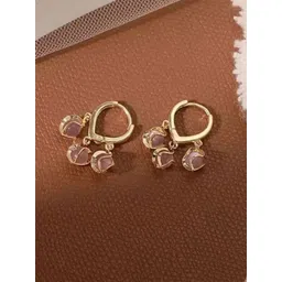 Estailo fashion Stainless Steel Gold-Plated Crystals Beaded Cozy Circular Hoop Earrings-picture-16