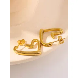 Estailo fashion Stainless Steel Gold-Plated Heart Shaped Hoop Earrings-picture-15