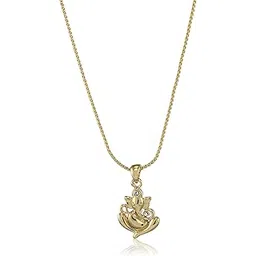 estele 24kt Gold Plated Artistic Ganesha Pendant with Austrian Crystals-picture-23