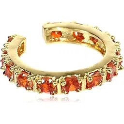 estele Girl's Fancy Gold Plated Band Ring With Multiple Square Orange American Diamonds, 2-picture-35