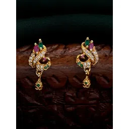Estele Gold-Plated CZ Peacock Design Drop Earrings-picture-31