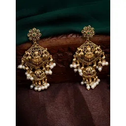 Estele Gold-Plated CZ Traditional Lakshmi Devi Design Jhumki Earrings-picture-38