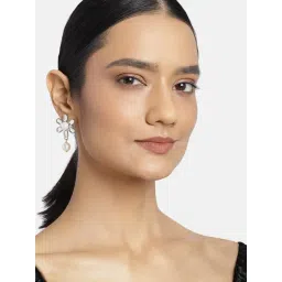 Estele Gold-Plated Floral Designer Pearl Drop Earrings with Kundan for Women-picture-48