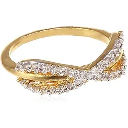estele Gold Plated Metal Brass American Diamond Infinity Shaped Ring For Women - Size 2-picture-28