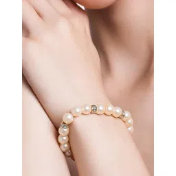 Estele Gold-Plated Single Line Pearl Bracelet for Women-picture-29