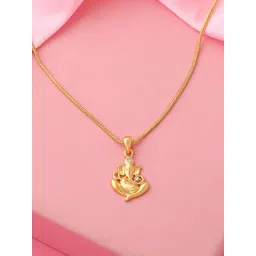 Estele Gold-Plated Stone Studded Contemporary Pendant With Chain-picture-22