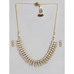 Estele Gold-Plated Traditional Kundan Necklace & Earring Set for Women image 2