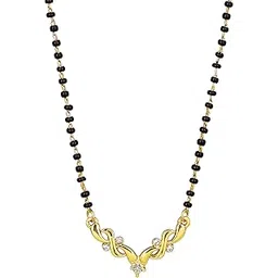 estele Jewellery For Women Gold Plated Traditional Mangalsutra Necklace with White Austrian Crystals for Women-EMS15010084 NK-picture-14