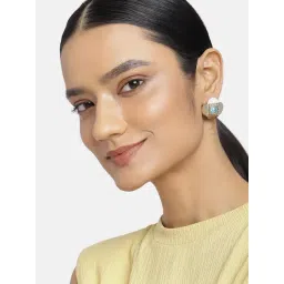 Estele Rhodium-Plated Blue & Yellow Floral Petal Earrings for Women-picture-42