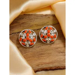 Estele Rhodium-Plated Circular Studs Earrings-picture-38