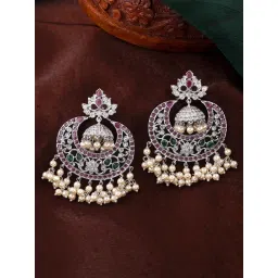 Estele Rhodium-Plated CZ Fascinating Design Pearls Chand Bali-picture-34