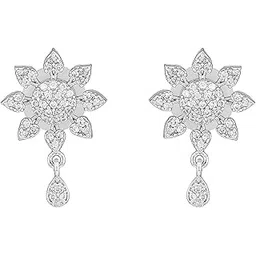 estele Rhodium Plated CZ Floral Designer Earrings for Girls and Women's-picture-17