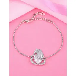 Estele Rhodium-Plated Divine Ganesh Bracelet with Austrian Crystals for Women-picture-42