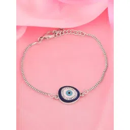 Estele Rhodium-Plated Evil Eye Bracelet with Crystals for Women-picture-35