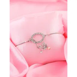 Estele Rhodium-Plated Hanging A Letter Bracelet for Women-picture-39