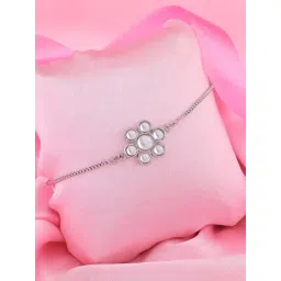 Estele Rhodium-Plated Kundan Polki Work Bracelet for Women-picture-33