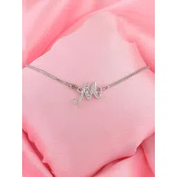 Estele Rhodium-Plated M Letter Bracelet with Crystals for Women-picture-47