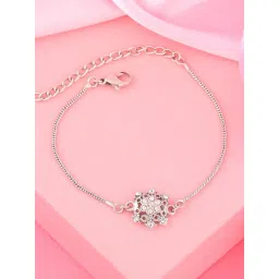 Estele Rhodium-Plated Nakshi Style Bracelet with Austrian Crystals for Women-picture-39