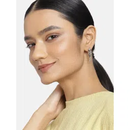 Estele Rhodium-Plated Oxidized Antique Matsya Drop Earrings for Women-picture-48