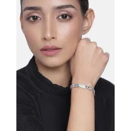 Estele Rhodium-Plated Rectangular Link Bracelet for Women-picture-24