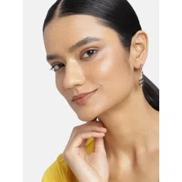 Estele Rose Gold-Plated Black & Pink Drop Earrings for Women-picture-29