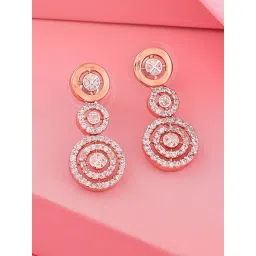 Estele Rose Gold-Plated CZ Circular Design Dangler Earrings-picture-14