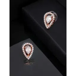 Estele Rose Gold-Plated CZ Shaped Stud Earrings-picture-37