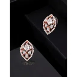 Estele Rose Gold-Plated CZ Sparkling Stud Earrings-picture-11