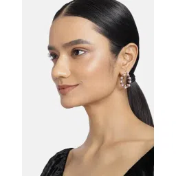 Estele Rose Gold-Plated Pearl Stud Earrings for Women-picture-11