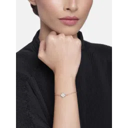 Estele Rose Gold-Plated Primrose Flower Chain Bracelet with Austrian Crystals for Women-picture-34