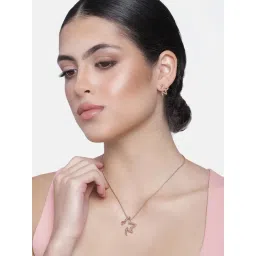 Estele Rose Gold-Plated Rising Star Pendant & Earring Set for Women-picture-39