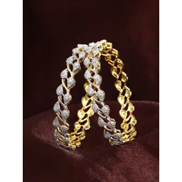 Estele Set Of 2 Gold-Plated Crystal Stone Studded Bangles-picture-22