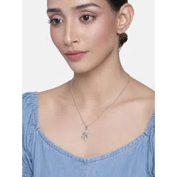 Estele Silver-Toned Silver-Plated Capricorn Zodiac Sign Pendant Necklace-picture-33