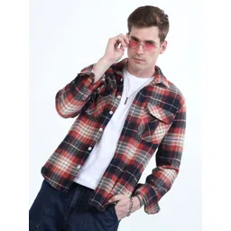 Estilocus Men Standard Tartan Checks Opaque Checked Casual Shirt-picture-17