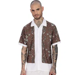 Eszett Bandana Ethnic Motifs Printed Cuban Collar Cotton Shirt-picture-15