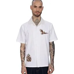 eszett Desert Embroidery Cuban Shirt | Full Sleeve | Cuban Collar | White (ECWHDES-$P)-picture-37