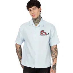 Eszett Embroidery Spread Collar Trippy Shoes Cotton Oversized Shirt-picture-14