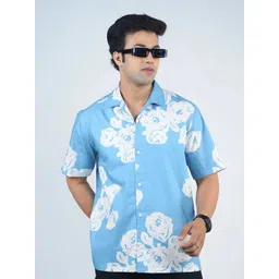 Eszett Floral Printed Cuban Collar Pure Cotton Shirt-picture-30