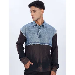 Eszett Men Colourblocked Spread Collar Pure Cotton Casual Shirt-picture-17