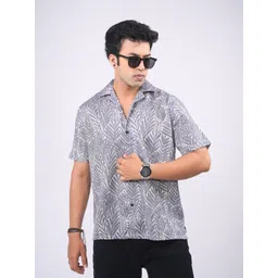 Eszett Men Floral Printed Cuban Collar Pure Cotton Casual Shirt-picture-23