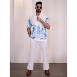 Eszett Men Graphic Printed Cuban Collar Cotton Casual Shirt-picture-11