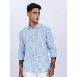 Eszett Men Vertical Striped Spread Collar Pure Cotton Casual Shirt-picture-34