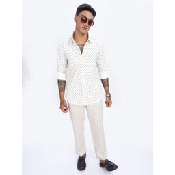 Eszett Micro Ditsy Printed Spread Collar Pure Cotton Shirt-picture-28