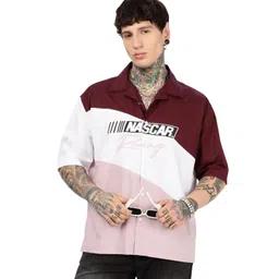 Eszett Nascar Racing Oversized Colorblocked Cuban Collar Cotton Shirt image 3