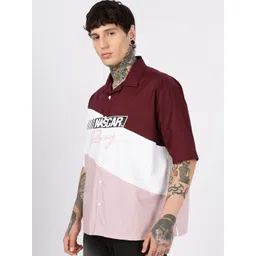 Eszett Nascar Racing Oversized Colorblocked Cuban Collar Cotton Shirt image 5