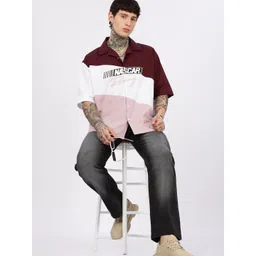 Eszett Nascar Racing Oversized Colorblocked Cuban Collar Cotton Shirt image 4