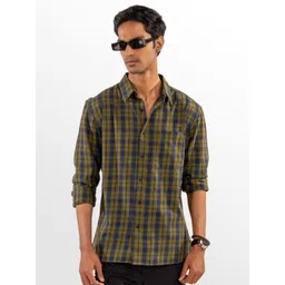 Eszett Tartan Checks Checked Spread Collar Cotton Shirt-picture-35