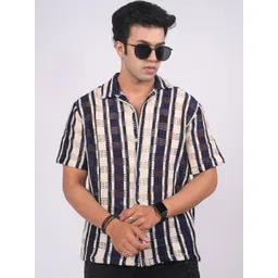 Eszett Vertical Striped Spread Collar Pure Cotton Shirt-picture-32